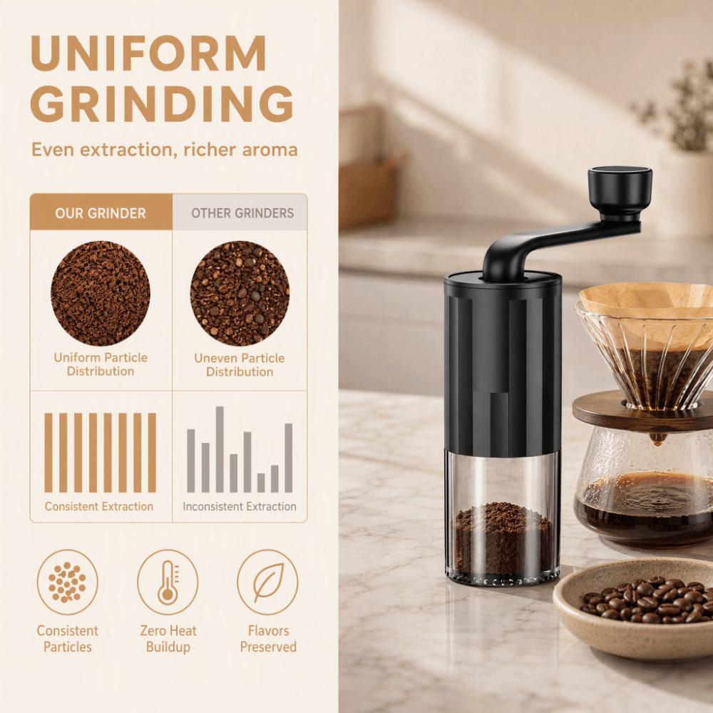 Small Household Manual Coffee Grinder Ceramic Burr Portable Adjustable Grinder  Home Use