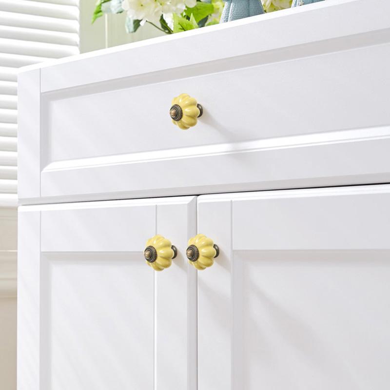 1 шт. Одно отверстие Пасторальная мебельная фурнитура Кабинет Керамические ручки Европейские дверные ручки Гардероб Цинковый сплав Ручка ящика Тыква