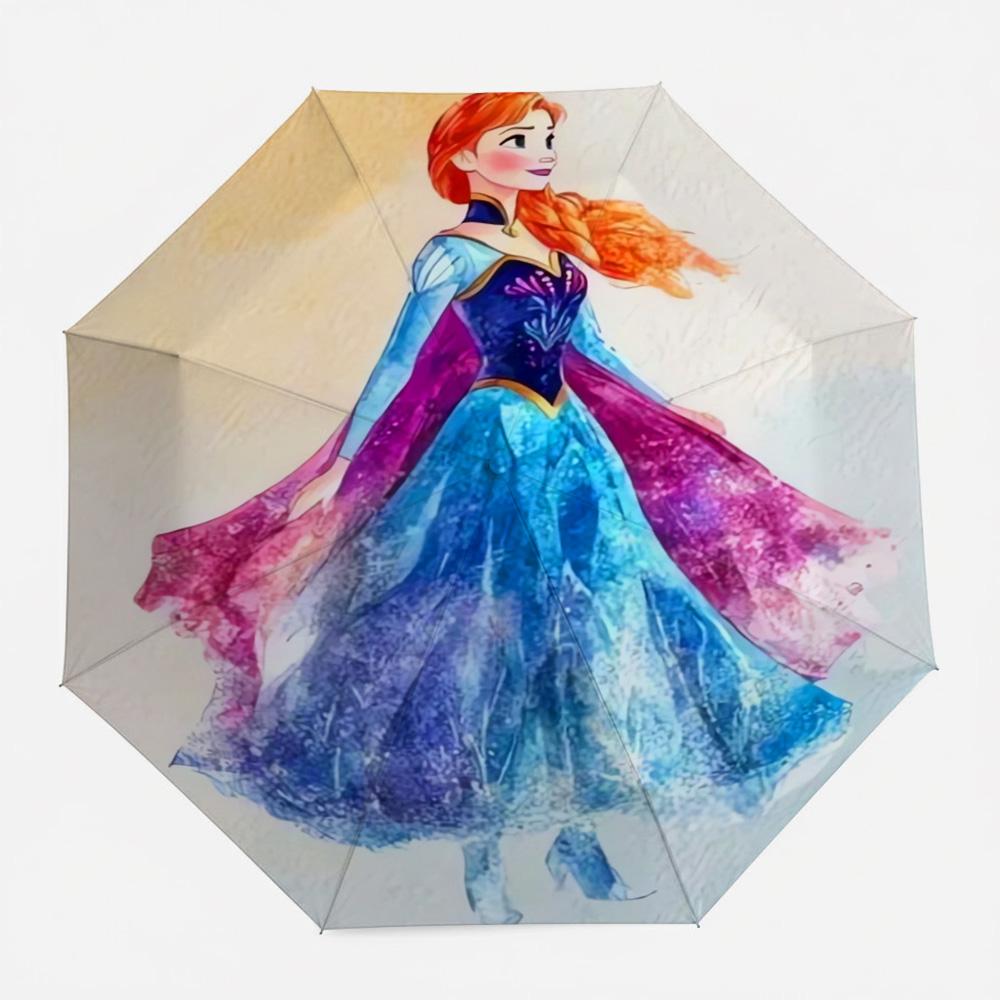 Disney Snow White and the Seven Dwarfs Vintage Print Automatic Folding Umbrella, Windproof Waterproof Travel Umbrella for Kids A