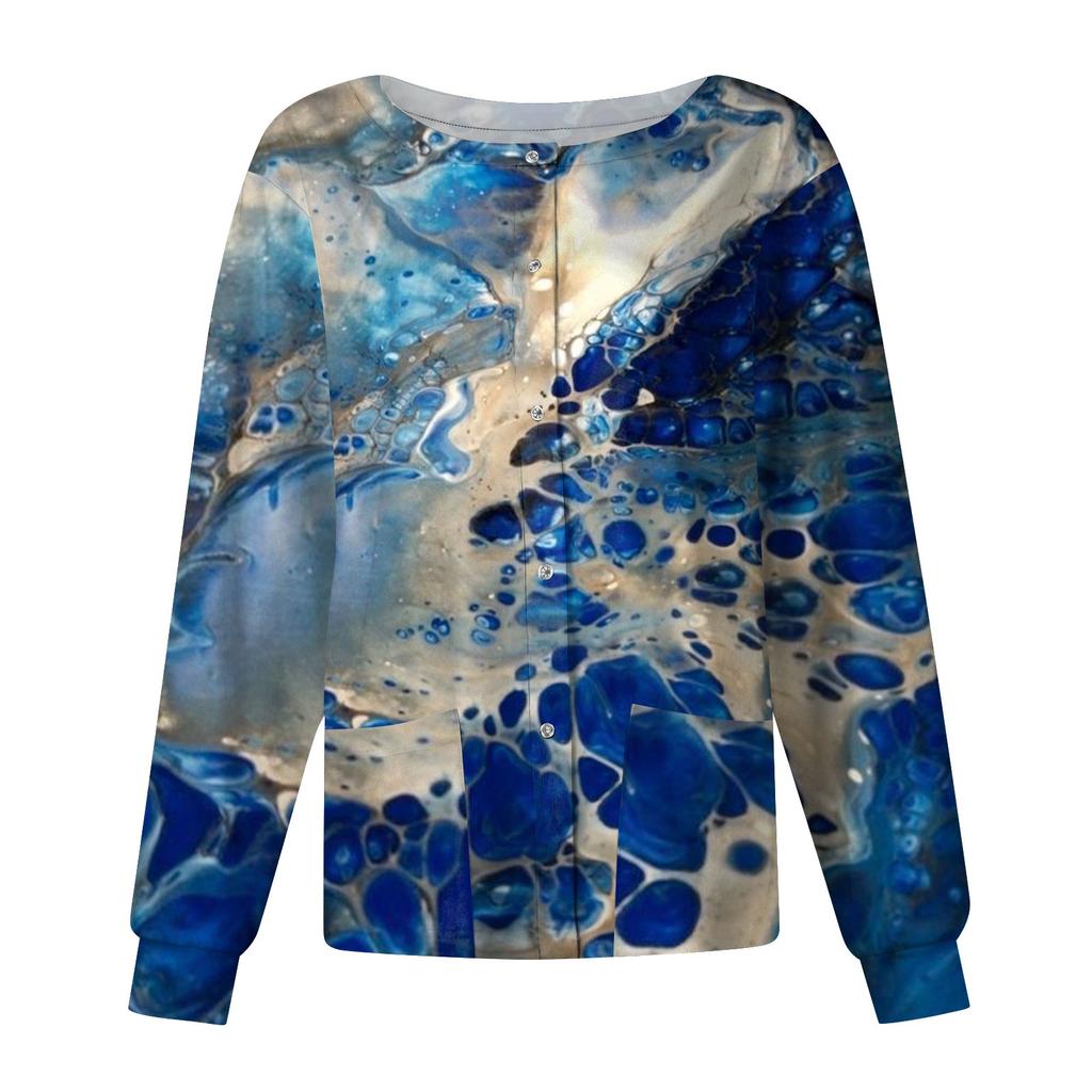 Женский однобортный защитный комбинезон с длинным рукавом и карманом, рабочий воротник-стойка, кардиган, куртка, топ