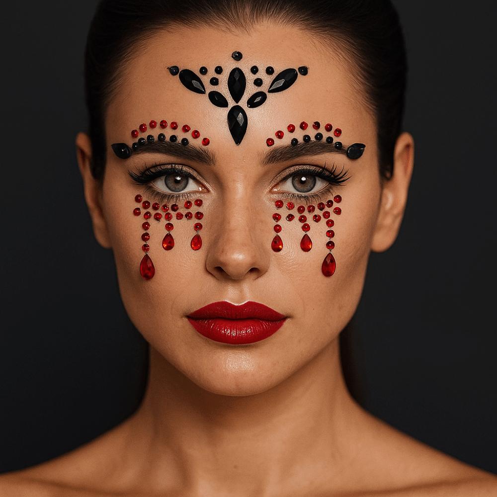 Shiny Halloween Fake Tattoo 3D Resin Jewelry Face Sticker Fashion Face Rhinestone Sticker Body Art