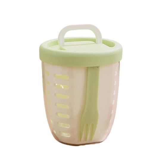 Коробка для салата для пикника, 650 мл, фруктовая чашка с вилкой, двухслойная, быстроосушенная, герметичная, компактная, герметичная, контейнеры для хранения продуктов для путешествий, пикника, кемпинга