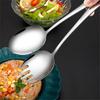 304 Stainless Steel Thicken Kitchen Public Spoon BBQ Spatula Long Handle Serving Soup Spoon Colander Salad Fork Cooking Utensils