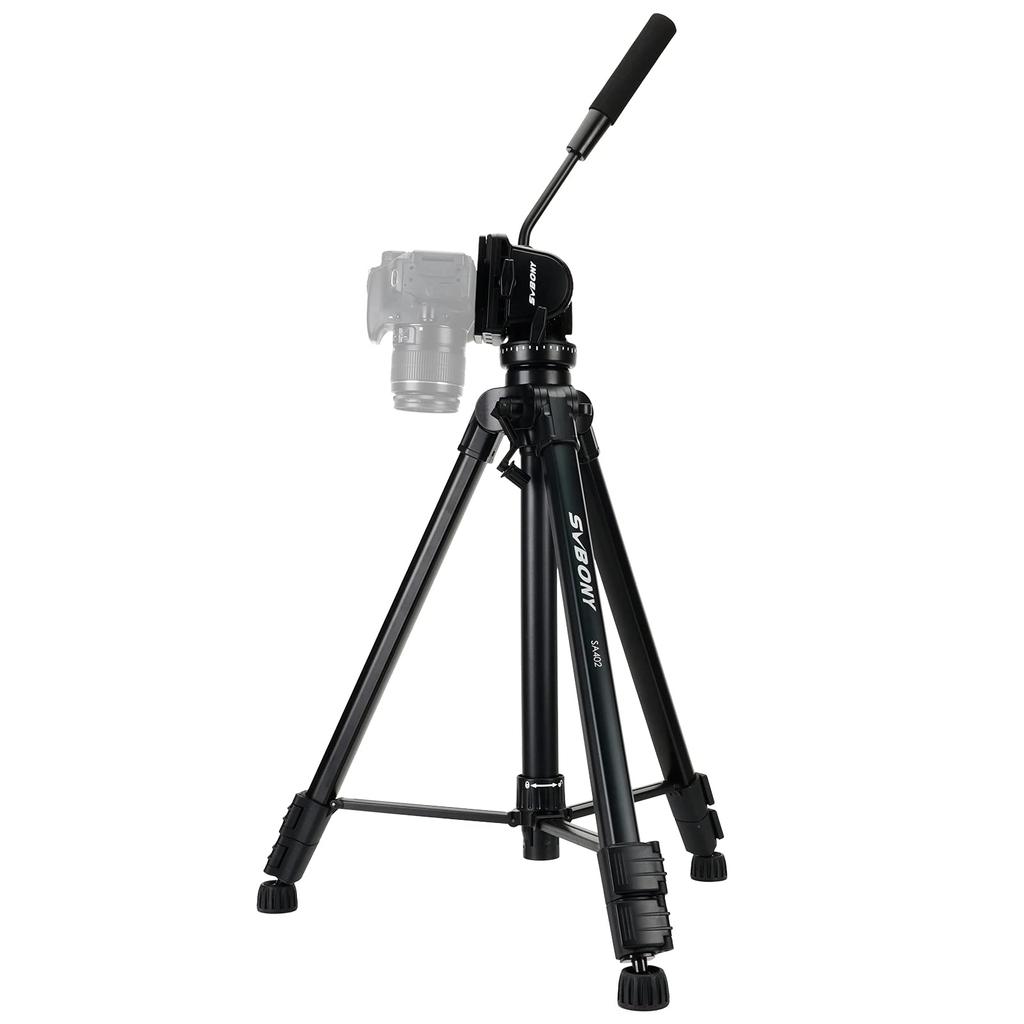 SVBONY SA402 Tripod Camera Tripod 3way Head Hydraulic Head Level Included Load 6kg Smooth Video Shooting Video Camera Tripod 3 Stages Telescopic
