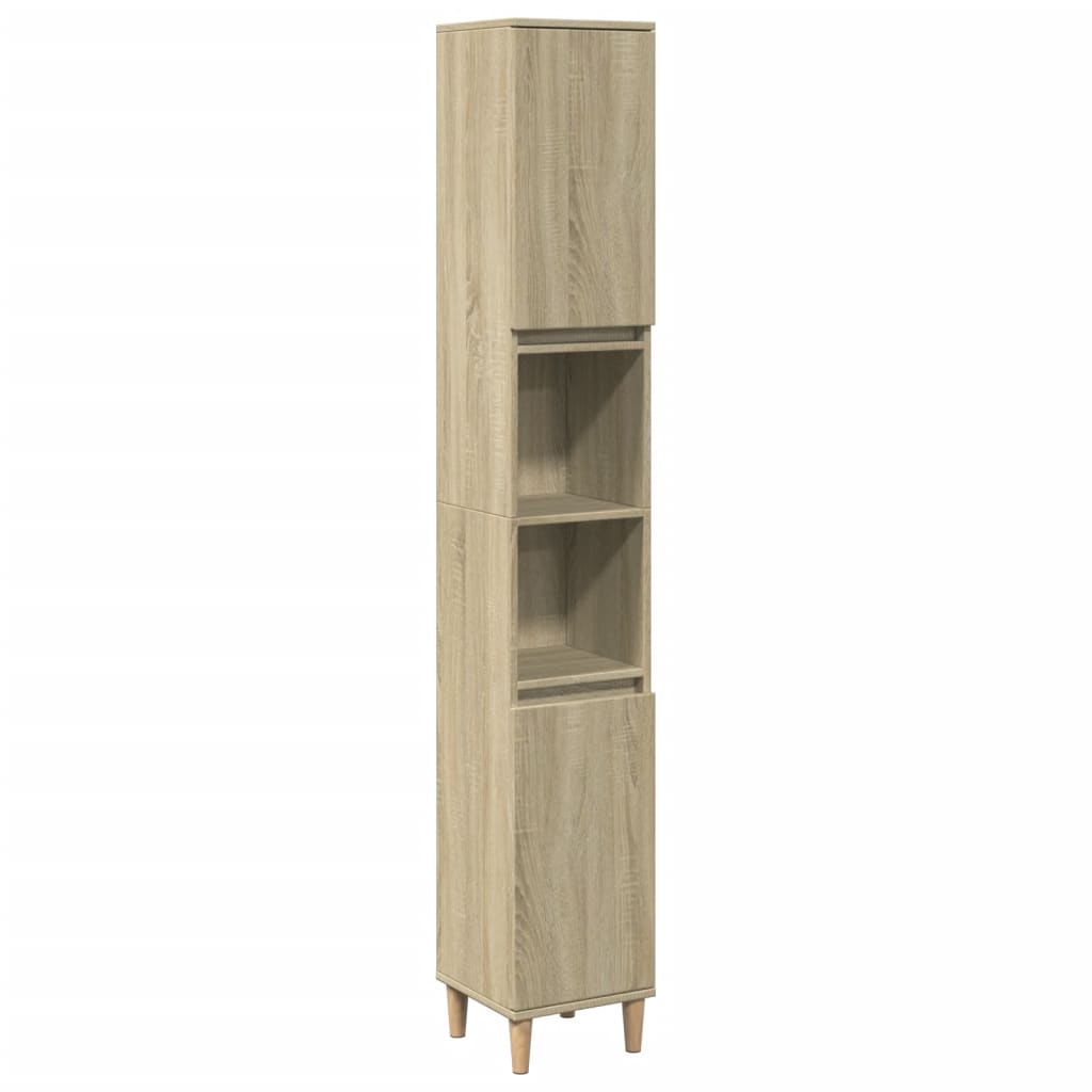Bathroom Cabinet in Sonoma Oak 30 x 30 x 190 cm Particleboard