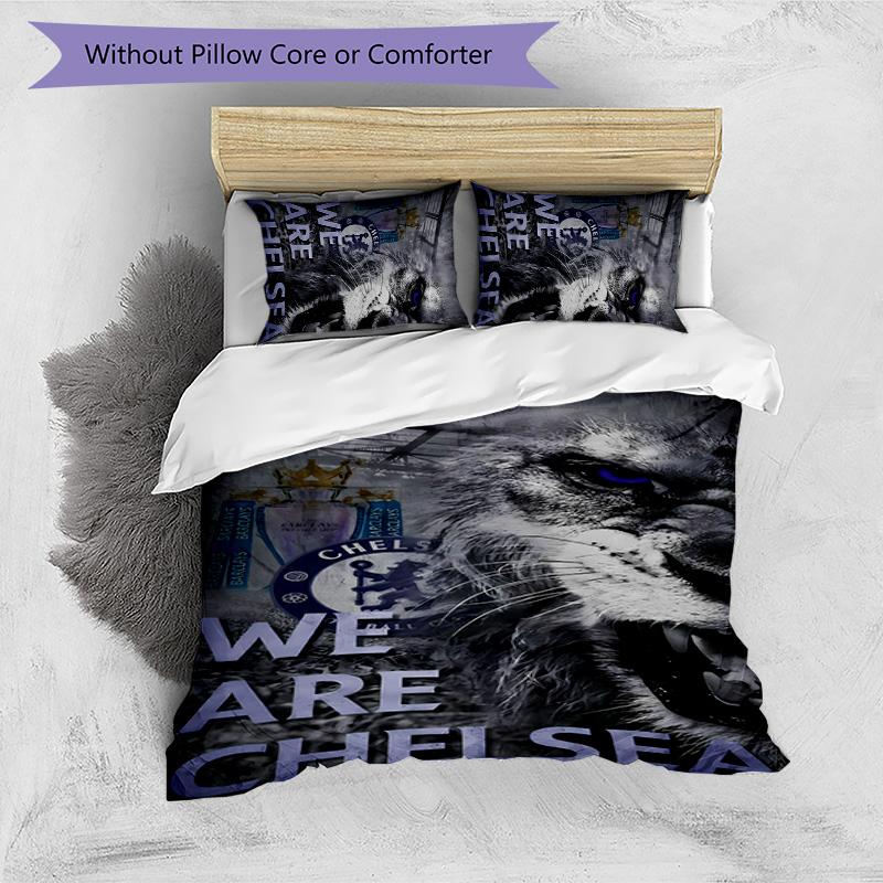 3pcs Chelsea FC logo pattern bedding set duvet cover set includes duvet cover &pillowcases,perfect all season bedroom decoration&gift