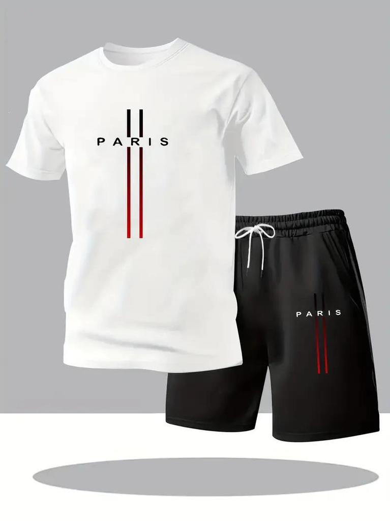 Мужской спортивный комплект из сетчатой ткани с быстрым высыханием: Футболка с коротким рукавом и шорты для бега и фитнеса