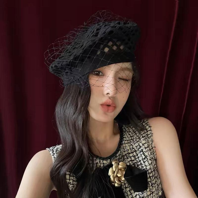 Новые роскошные женские кружевные береты для девочек, джинсовая женская плоская кепка, сетчатая модная уличная кепка, черная повседневная шляпа для женщин