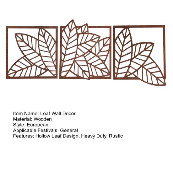 3Pcs/Set Wooden Hollow Leaf Wall Decoration Farmhouse Rustic Leaves Wall Art Home Bedroom Living Room Bathroom Wall Decorative Sign