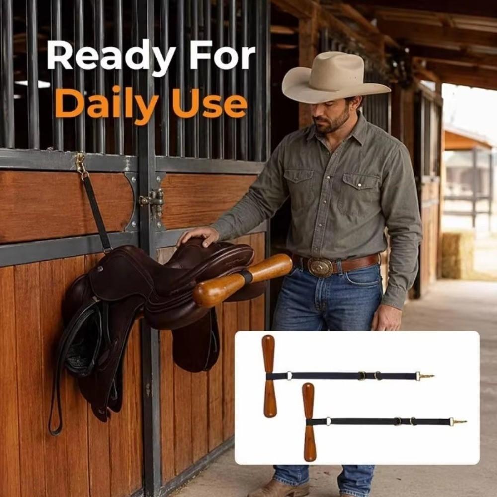 Adjustable Strap T-Shaped Saddle Hanger Wall Mounted Saddle T Hanger Equestrian Storage