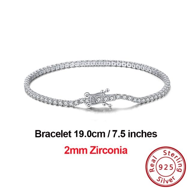 4mm Round Cut Tennis Bracelet In 925 Sterling Silver White Gold Woman Men Bracelets Bangle Jewelry Hand Chain Sb94