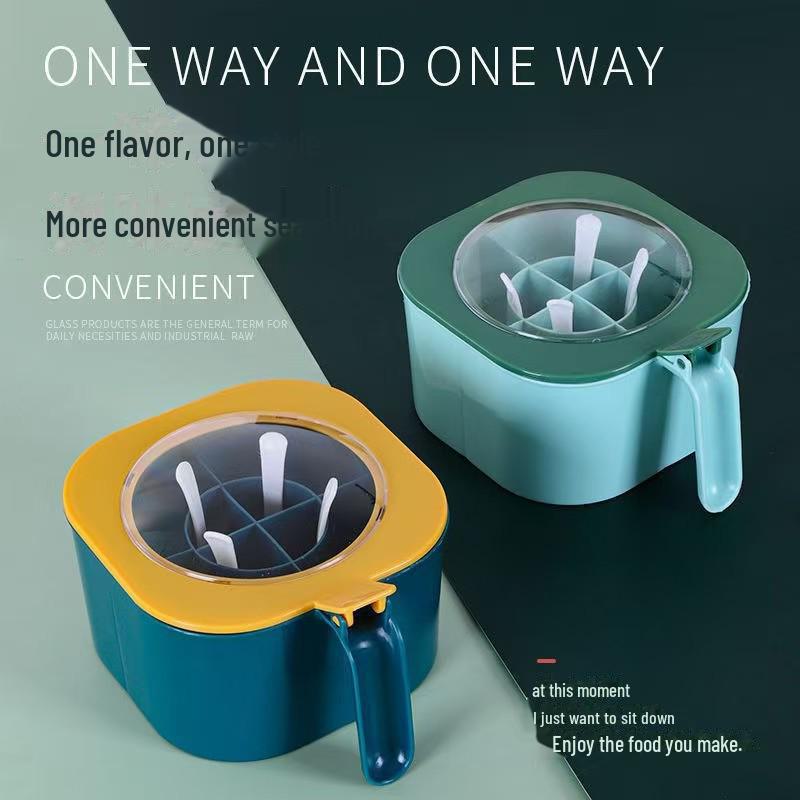 Влагостойкая четырехсекционная кухонная коробка для приправ с крышкой