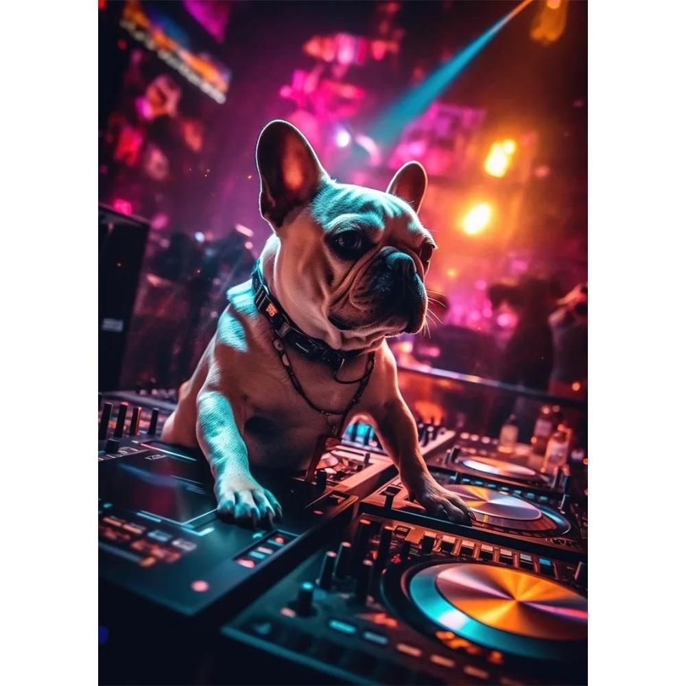 Поп-арт Цветные Неоновые Животные DJ Музыка Постер Эстетичная Капибара Кошка Собака Панда Кролик Печать на Холсте Настенное Искусство Настенная Живопись Декор Комнаты