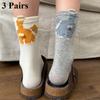 3 пары женских милых носков с котиками, женские 3D носки с котиками, оригинальные носки, весна, осень и зима