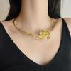 Gold and Silver Maple Leaf Choker Necklace Irregular Exaggerated Choker  for Women