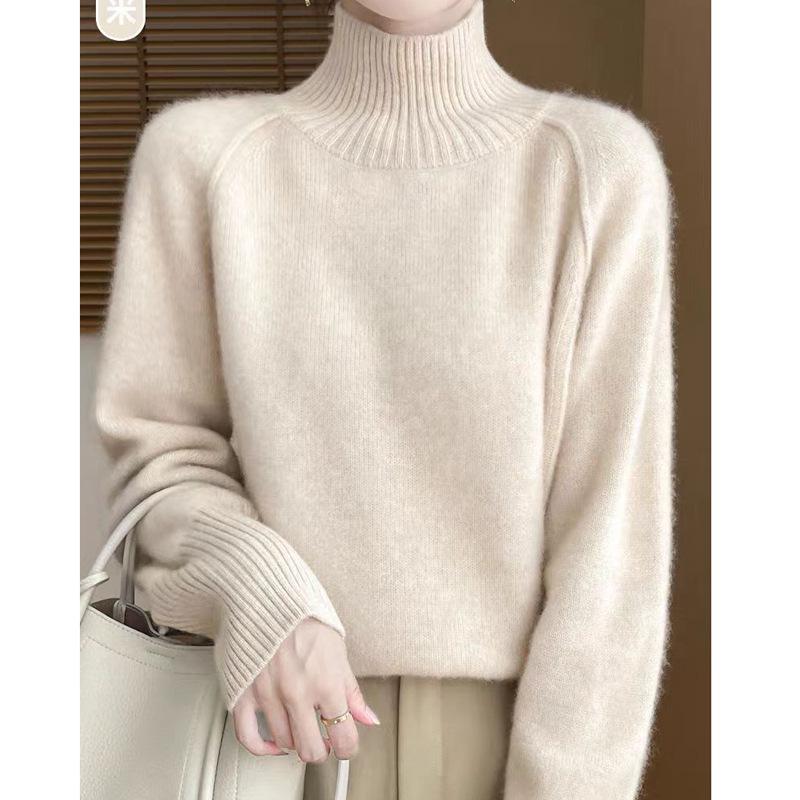 WTEMPO Осенне-зимний свитер с полувысоким воротником, свободный вязаный топ и пуловер