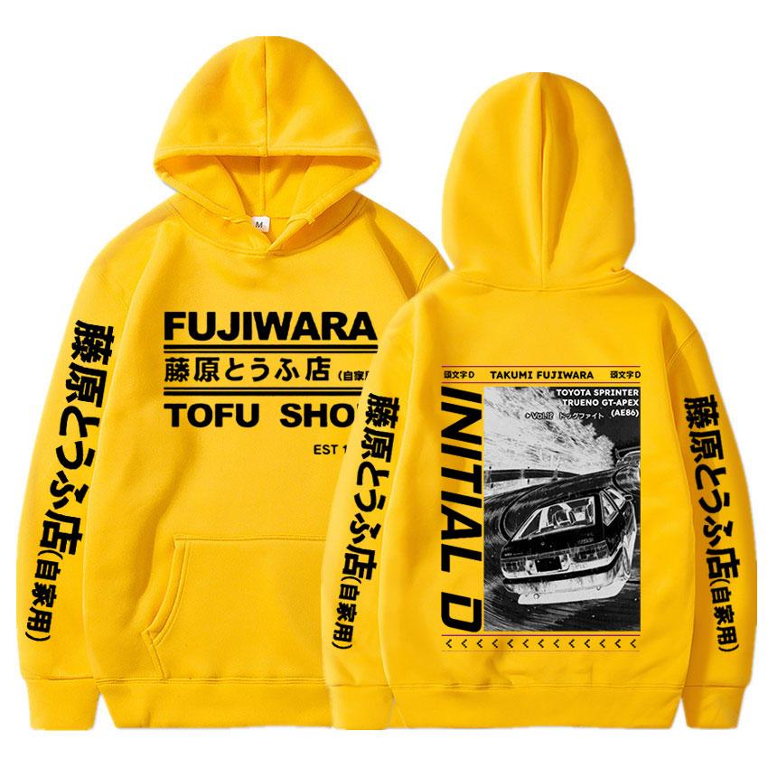 Популярная японская аниме Drift AE86 Initial D, двухсторонняя толстовка с капюшоном Takumi Fujiwara R34 Skyline GTR JDM Manga, толстовки с капюшоном, уличная одежда