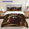 Magic Raccoon Pattern Bedding Quilt Set Quilt Cover Pillowcase Home Decoration Birthday Gift (1 * duvet cover + 2 * pillowcase, without core)
