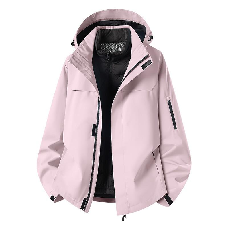 3-in-1 Waterproof Windproof Outdoor Jacket With Removable Down Liner Men Women Hiking Camping Fishing