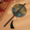 Rollable Long Handle Fan Rotatable Group Fan Portable Chinese Bamboo Waist Fan  Gifts