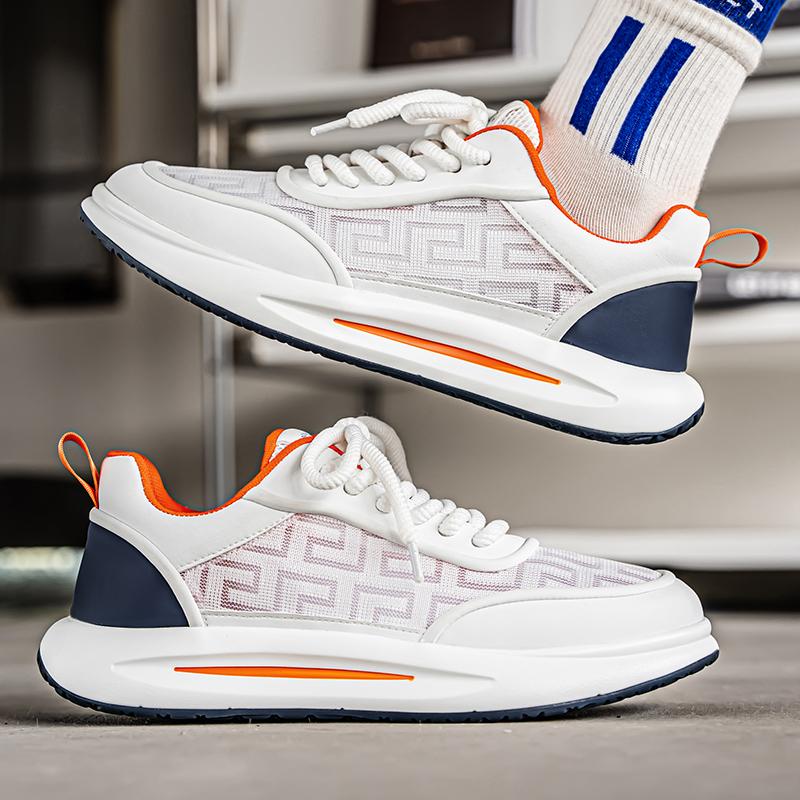 Мода 2025 Нескользящая Мужская Обувь Дышащая На Толстой Подошве Повседневная Обувь Корейская Версия Трендовая Студенческая Спортивная Дизайнерская Повседневная Платформа Белая