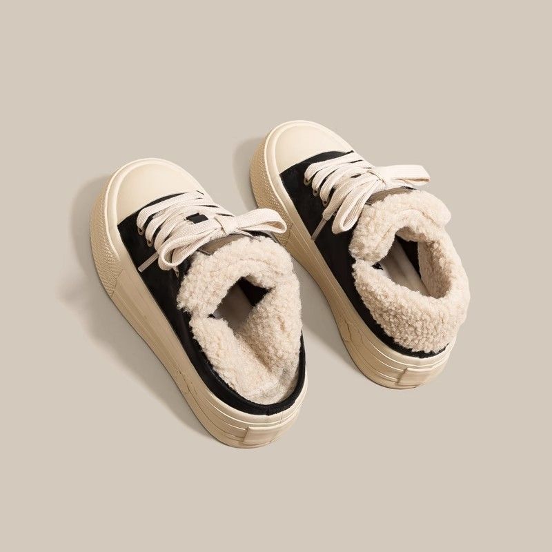 Зимняя нишевая теплая дизайнерская двухсторонняя обувь женская флисовая повседневная спортивная две хлопковые туфли женские