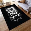 Black Skateboarding-Themed Carpet with Skull Design, New York City Print Suitable for use as an anti-slip for living room bedroom sofas