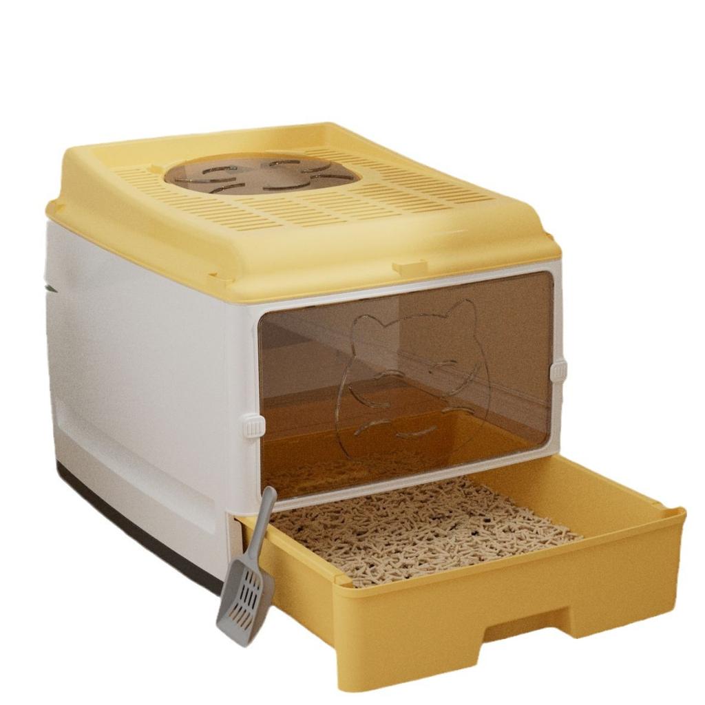 Большой полностью закрытый кошачий туалет с ящиком и двойной дверью, усовершенствованный кошачий туалет, большое пространство, не вызывающий беспокойства, устойчивый к запахам и боковым утечкам