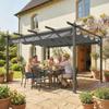 Garden Pergola, 4 x 3 m, Retractable Roof, Aluminum Structure, UPF30+, Drainage Holes, Grey