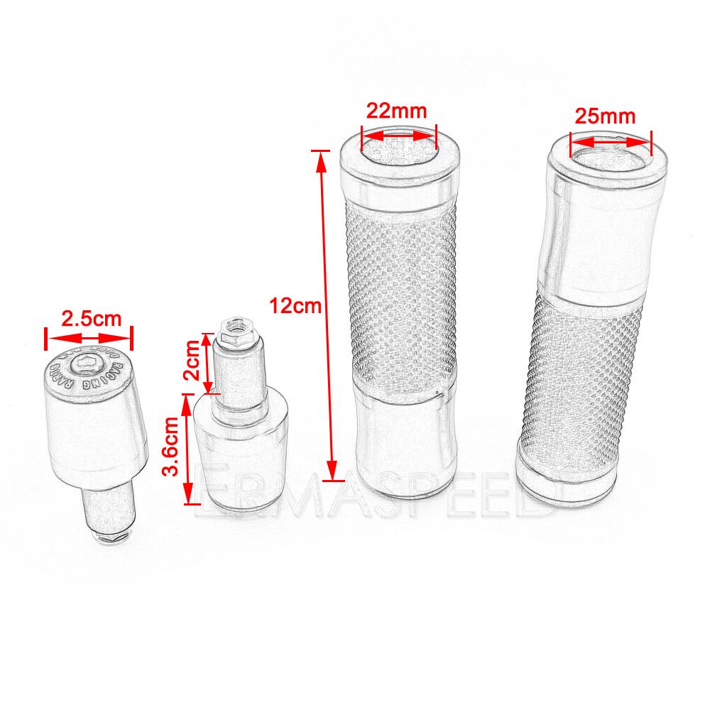 7/8-дюймовые ручки для мотоцикла с торцевой крышкой, гоночный мотоцикл с ЧПУ, алюминиевые и резиновые ручки для мотоцикла, ручки для мотоцикла