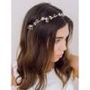 SWEETV Handmade Wedding Headband Flower-Leaf Bridal Headpieces for Wedding Hair Accessories Brides Hair Pieces Gold