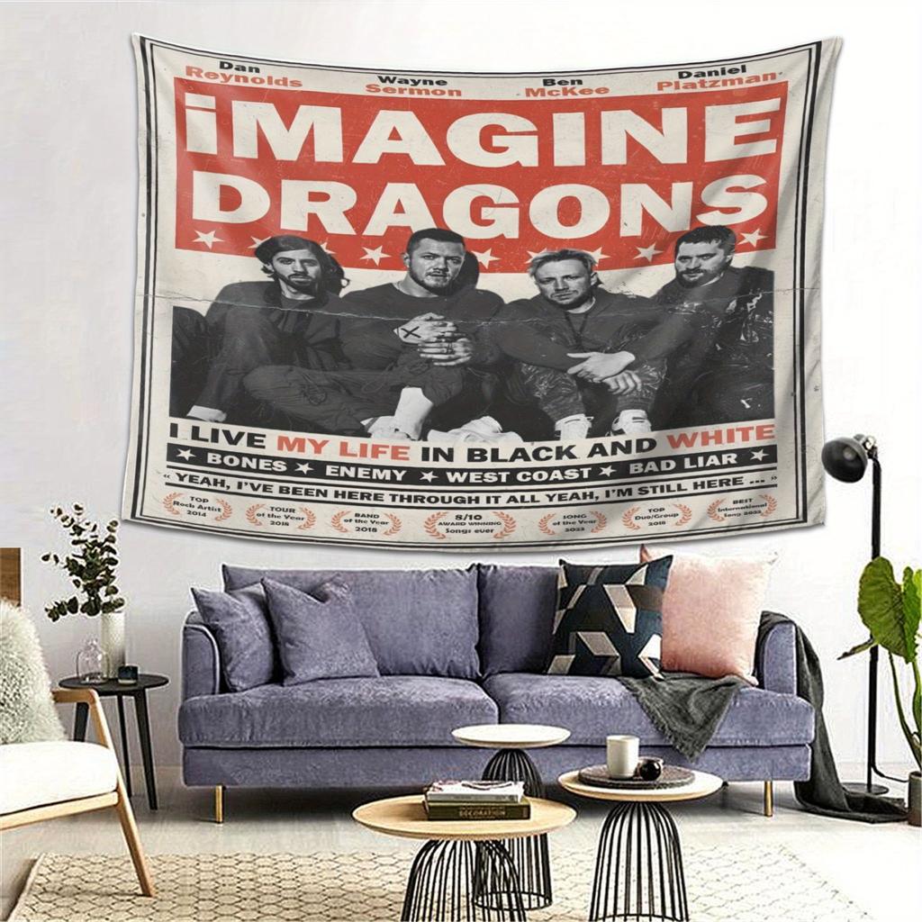 1 шт. Гобелен с изображением группы Imagine Dragons Прочный, устойчивый к складкам, мягкий полиэстер, настенное панно с вдохновляющими цитатами