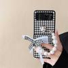 Black and White Houndstooth Light Luxury Style Mobile Phone Case for Korea for Samsung Zflip4 Women's Folding Clamshell Portable Camellia