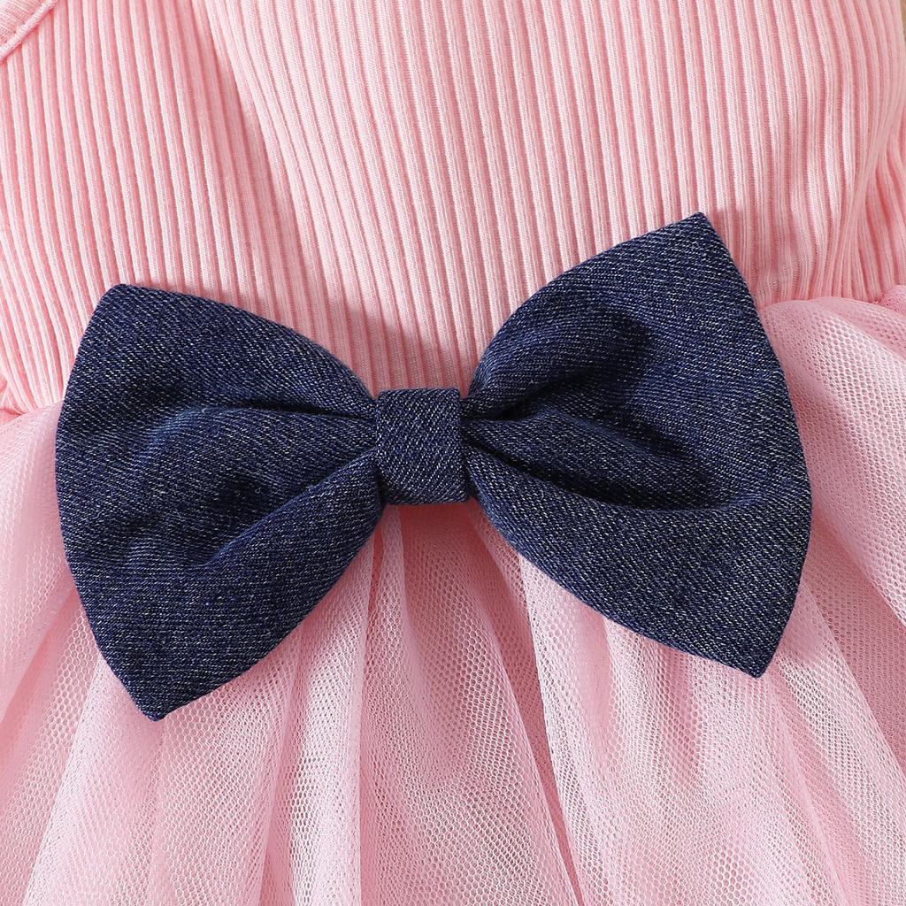 Милый костюм для девочки Летний костюм для девочки 6 месяцев-3 лет Джинсовая короткая куртка + сетчатая юбка-пачка на шее