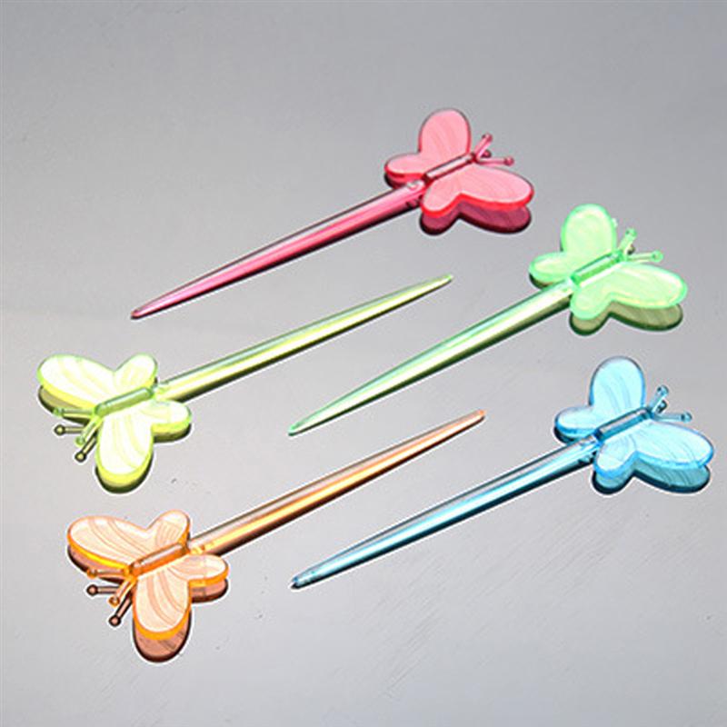 200pcs Disposable Cartoon Fruit Picks Butterfly Toothpicks Plastic Sandwich Appetizer Cocktail Sticks Cake Toppers Cupcake