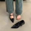 Sheepskin version~ Leather temperament pointed single shoes women's 2025 new spring and autumn one-word buckle shallow mouth Mary Jane small leather 