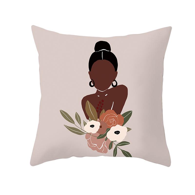 Скандинавская Абстрактная Женская Персиковая Кожа Бархатная Наволочка с Принтом Домашняя Мода Прикроватный Диван Офис Наволочка