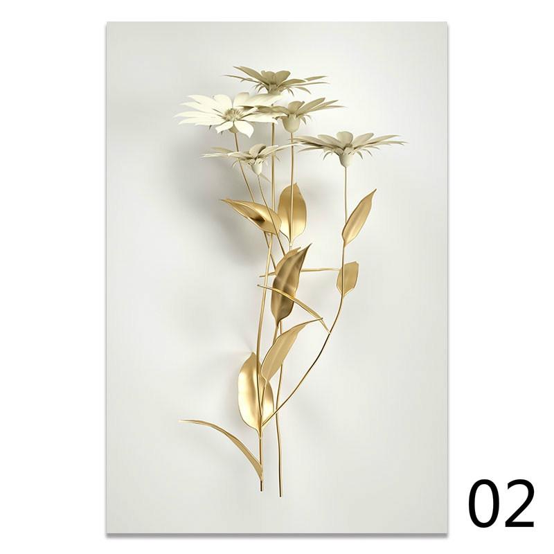 Золотой цветок, абстрактный растительный настенный плакат, скандинавская печать на холсте, картина, современное популярное искусство, украшение, картина, декор для гостиной