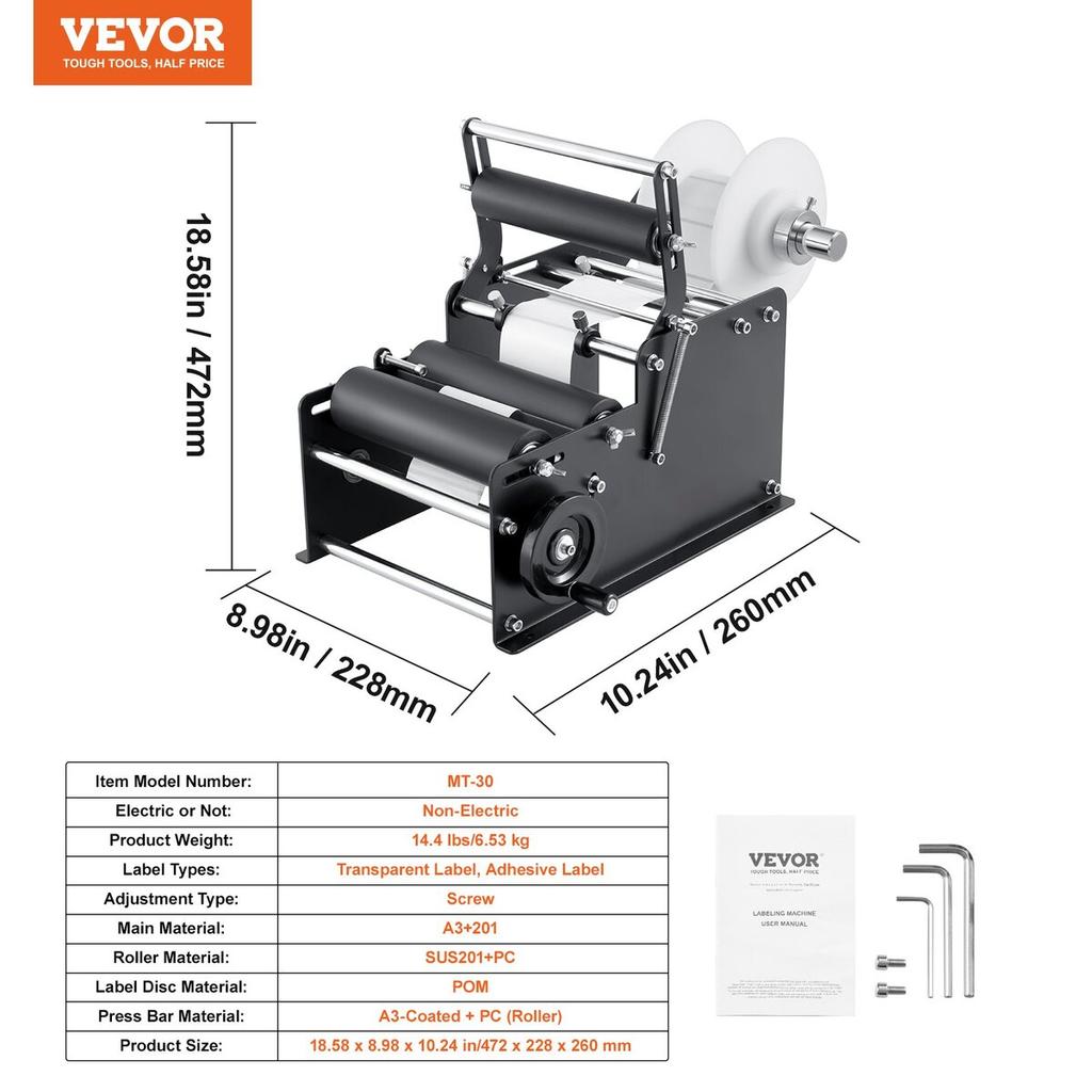 Manual Round Labeling Machine, 15-20pcs/min, Bottle Label Applicator for Round Bottles, Adjustable Manual Round Bottle Labeler Suitable for Bottle