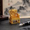 3D Printed Dragon Throne Ornament, Mini Emperor Chair Figurine with Gold Carving, Compact Desk Ornament & Key Holder Stand for Home Office Decor