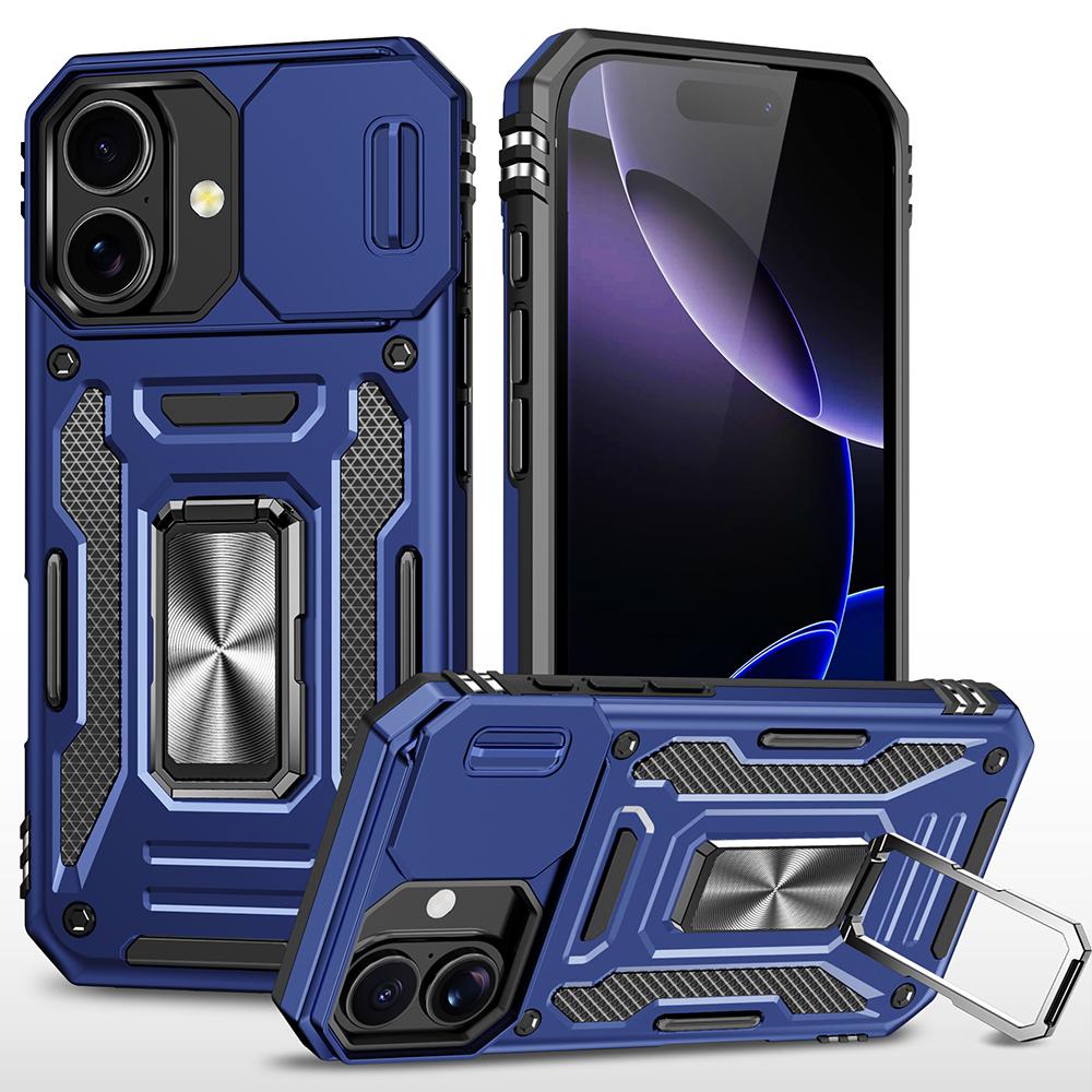 For iPhone 17 Case Kickstand Slide Lens Lid PC+TPU Drop