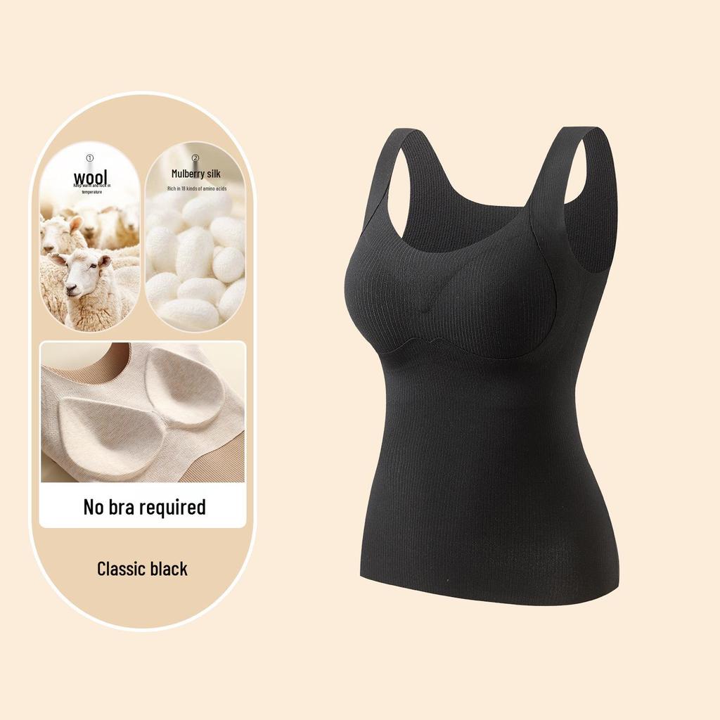 Сохраняй тепло 033: Женский жилет из тутового шелка и кашемира с самоподогревом – прилегающий базовый слой для осени/зимы