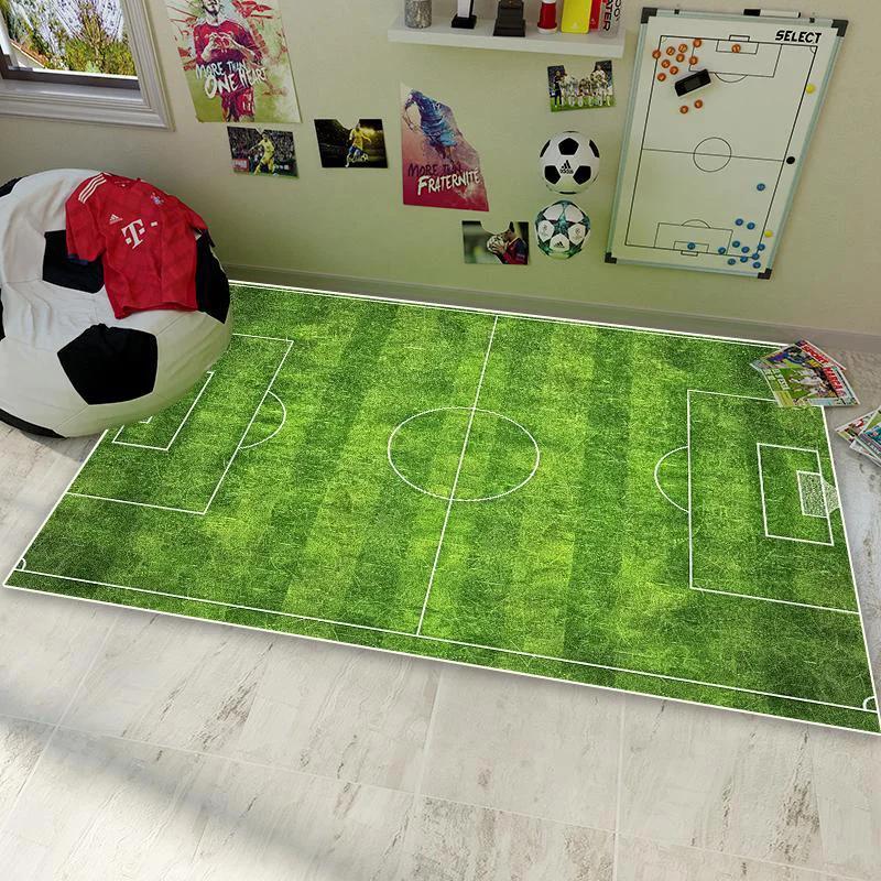 Soccer Football Field Carpet for Living Room Bedroom Home Green Floor Mat Non-slip Decoration for Sofa Children Soft Rug Gifts