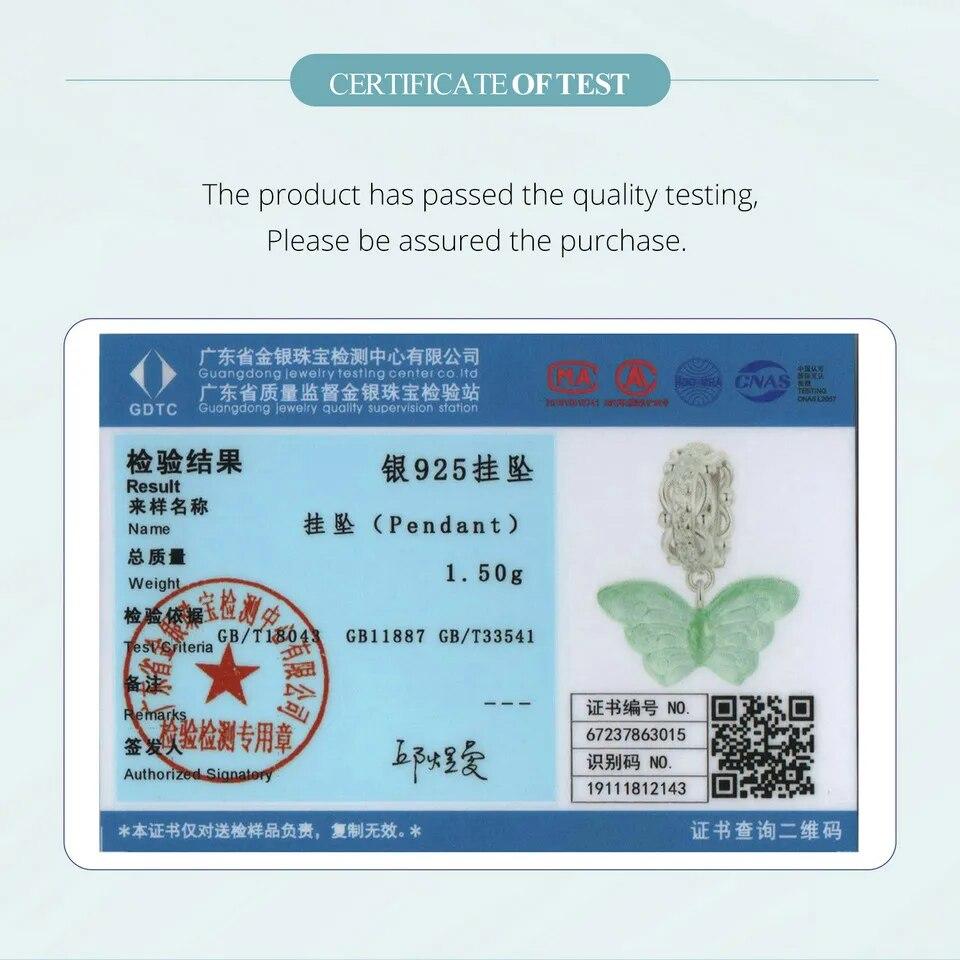 Bamoer 925 Sterling Silver Romantic Mint Green Butterfly Pendant Charms for Women Bracelet & Necklace DIY Fine Jewelry Gift