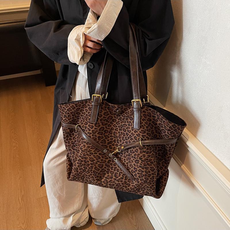 Женская мягкая вместительная сумка-шоппер с леопардовым принтом, новая дорожная повседневная на плечо, сумки и кошельки KTY