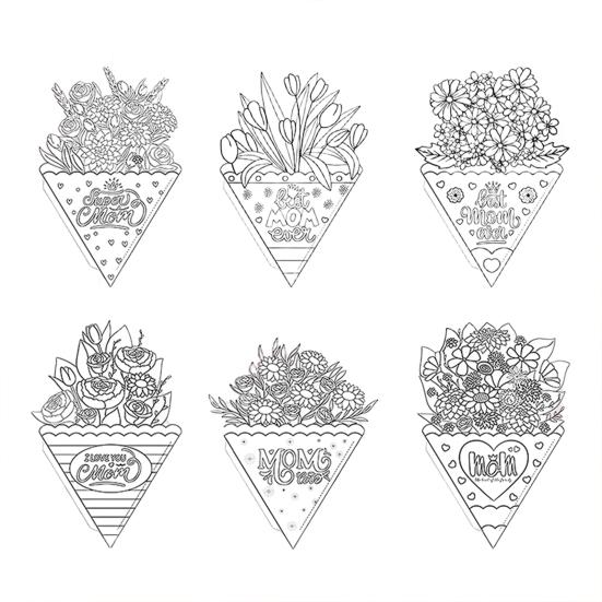 Yousheng 6Pcs Flower Bouquet Craft Kit DIY Mother's Day Paper Floral Bouquet Make Your Own Flower Bouquets Thankful Gift for Home Classroom Activities