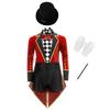 Unisex Kids Magician Cosplay Costume Set Long Sleeve Sequin Checkerboard Zipper Tailcoat Bodysuit Bow Tie Hat Magic Wand