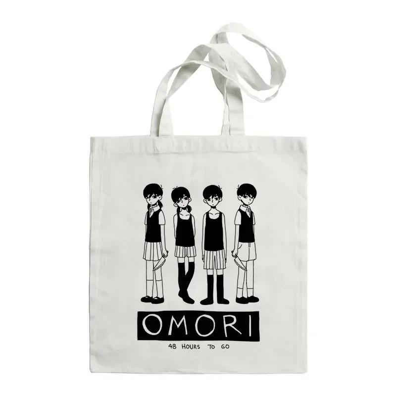 Эстетичная холщовая сумка-тоут из серии Omori, многоразовая, повседневная, для покупок, на плечо, ручная сумка для женщин