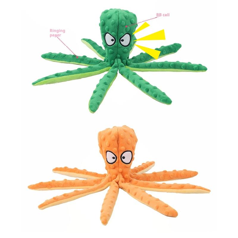 Плюшевая игрушка для питомца Осьминог Игрушка для интерактивной игры с собакой Неразрушимая Устойчивая к укусам Игрушка-пищалка для щенка Осьминог Собаки Погремушка Для Игрушек Принадлежности