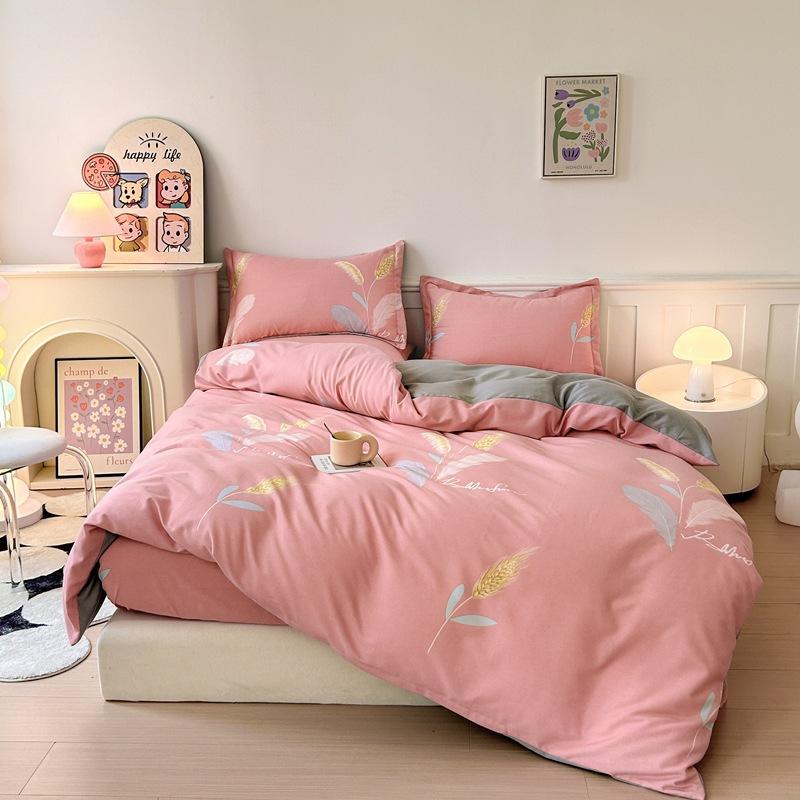 Pure cotton thickened and ground four-piece set of bedding, three-piece set of quilt cover for college students, bed sheets for mothers and babies in